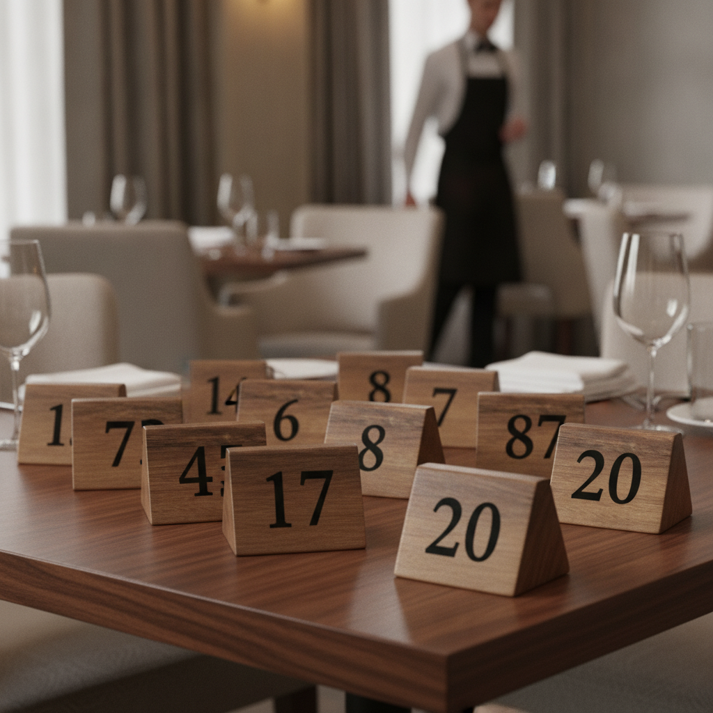 Solid Acacia Wood Table Number Signs 11-20 for Restaurants (Pack of 10)