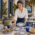 Walled Plates 210mm Blue Vitrified Stoneware for Dining (Pack of 6)