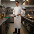Polycotton White 4-Way Long Waist Apron for Commercial Kitchens
