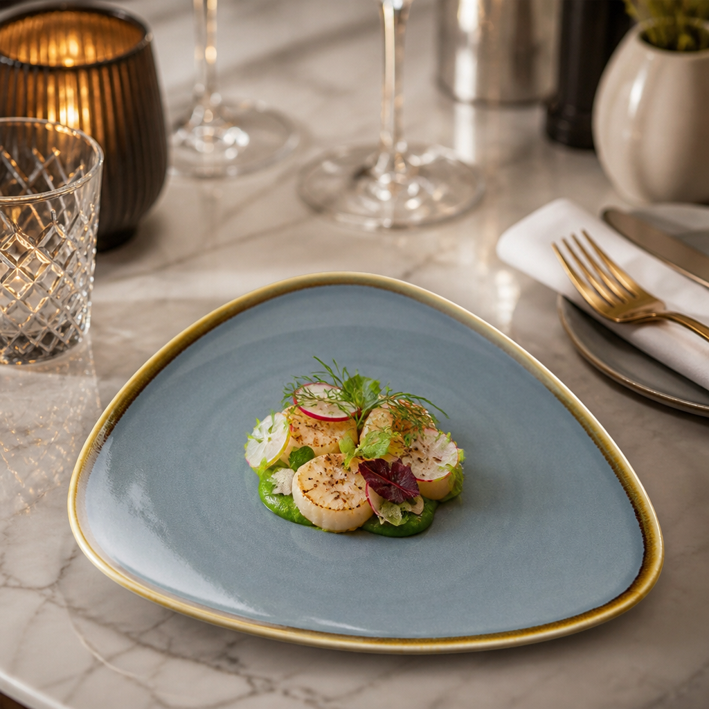 Porcelain Triangular Side Plates 230mm for Serving Starters