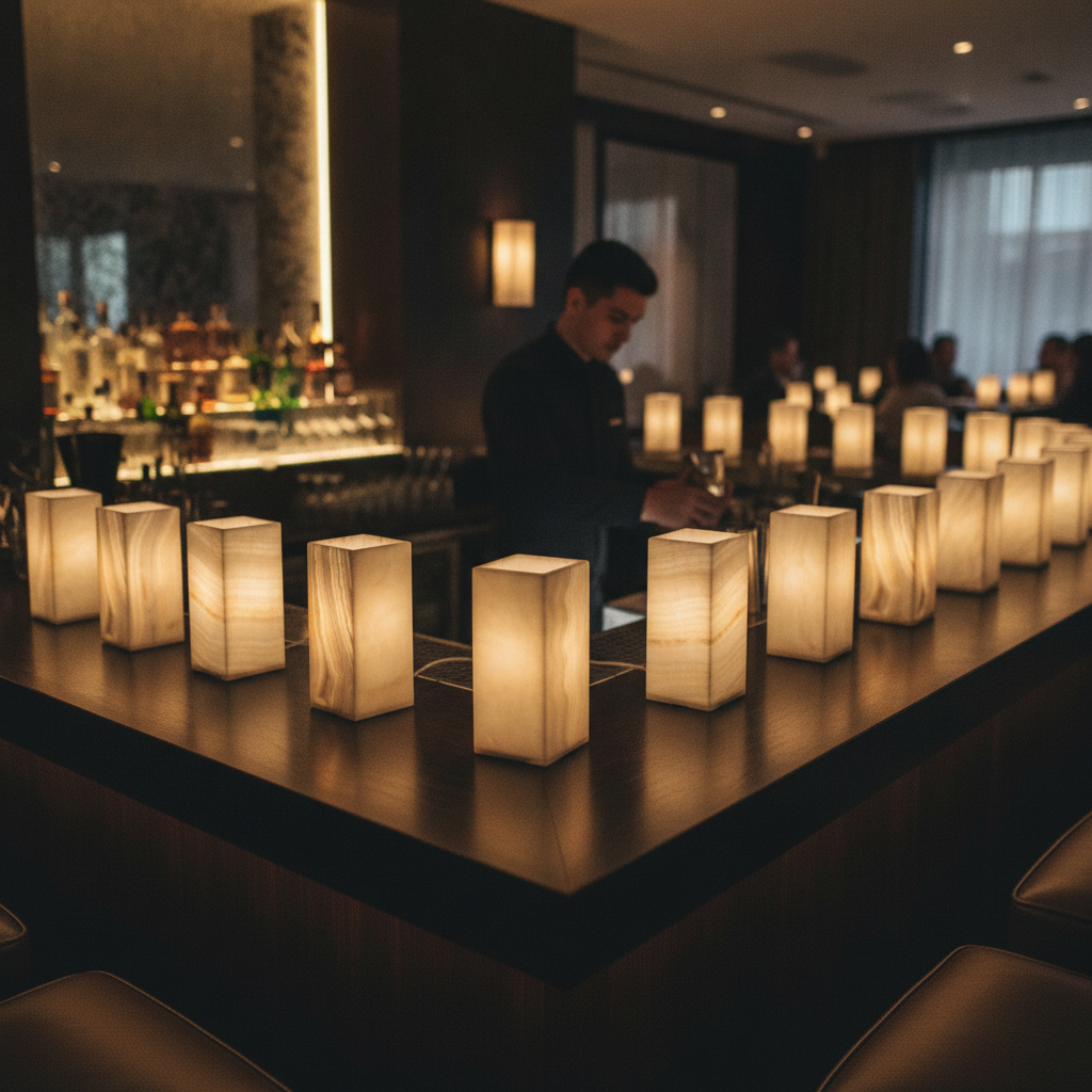 Solid Alabaster Table Lamp 80mm x 168mm for Restaurants & Events (Pack of 12)