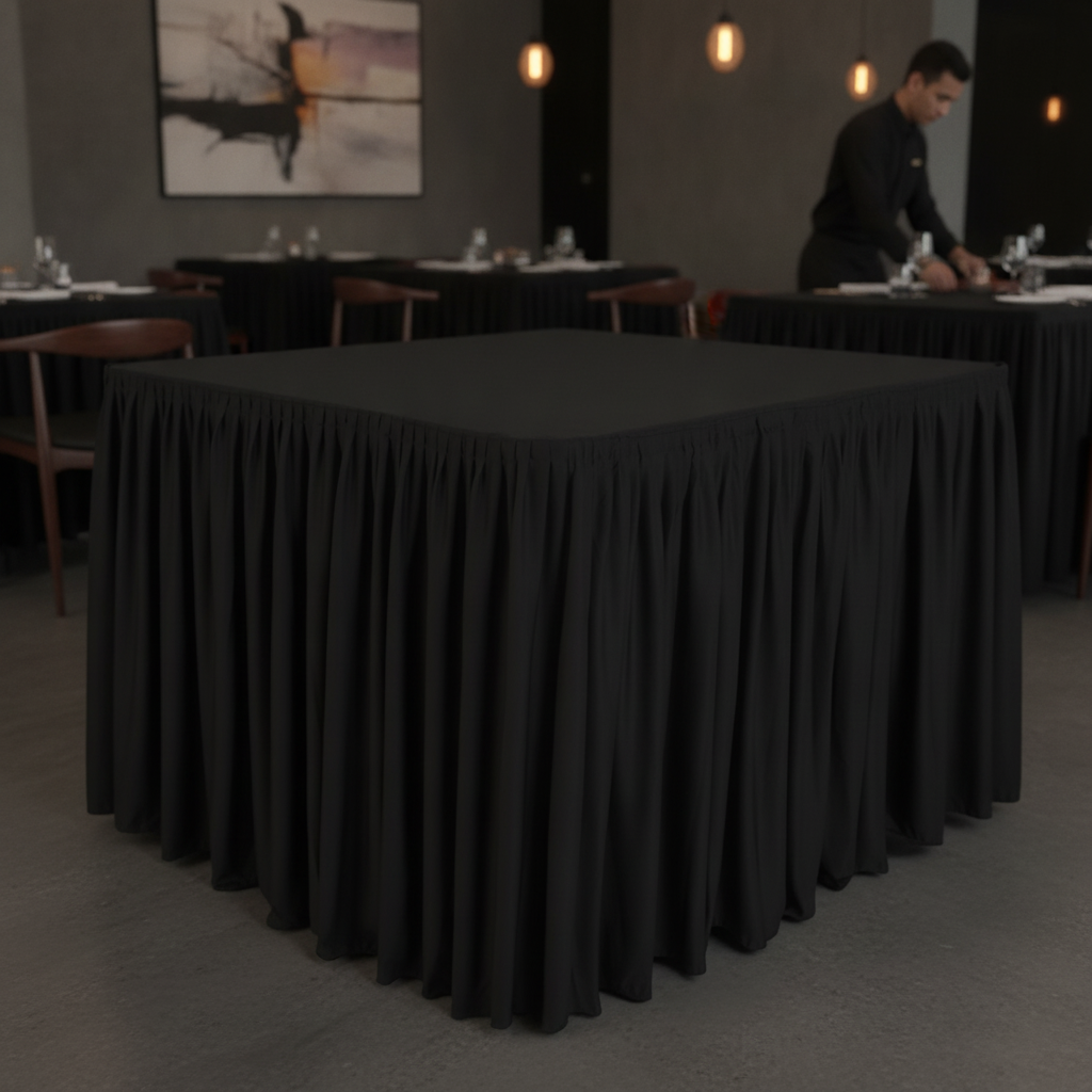 Black Polyester Table Cover for Conferences & Banquets