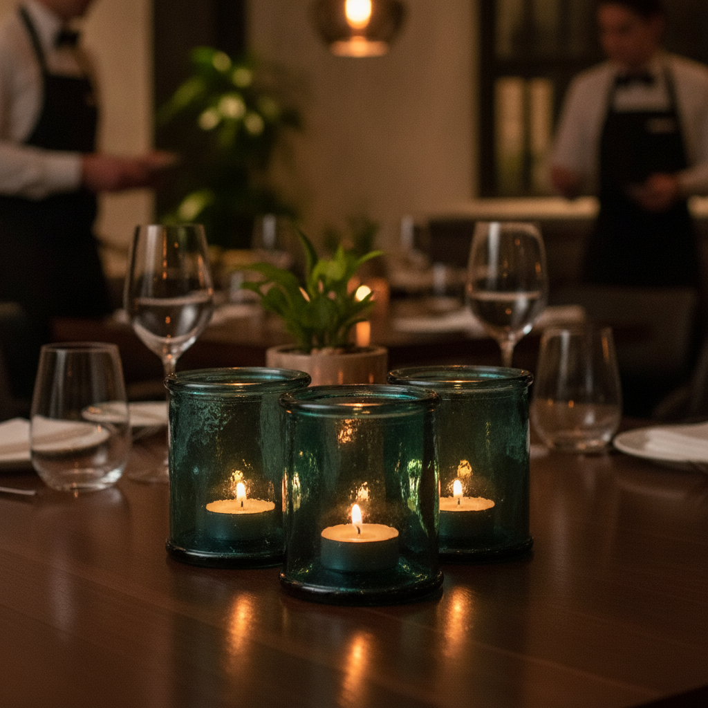 Recycled Glass Candleholders 80mm for Restaurants & Bars