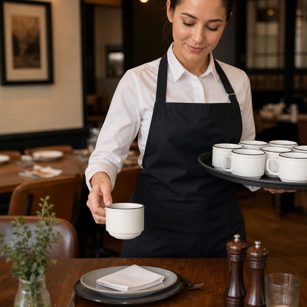 Stacking Cups 200ml Black China for Dining Experience (Pack of 12)