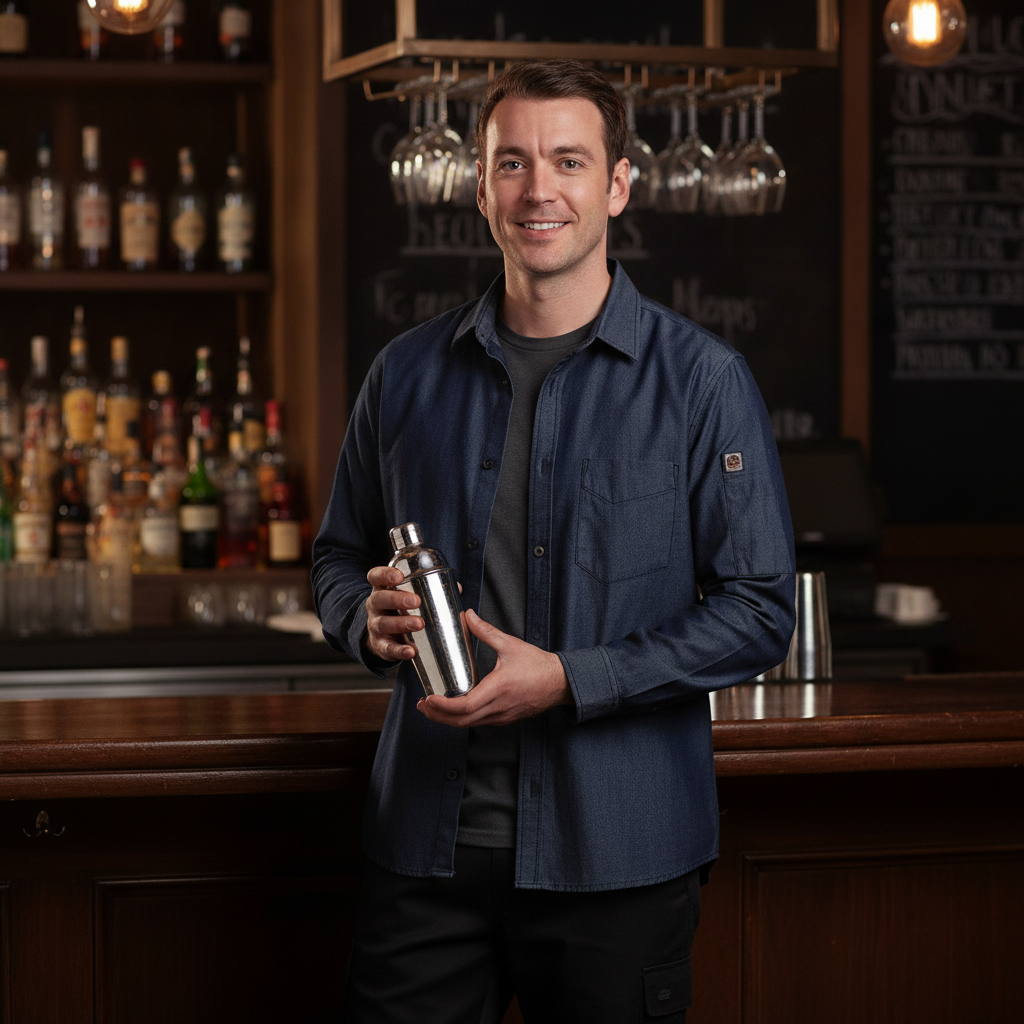 Denim Long Sleeve Shirt for Bars & Restaurants