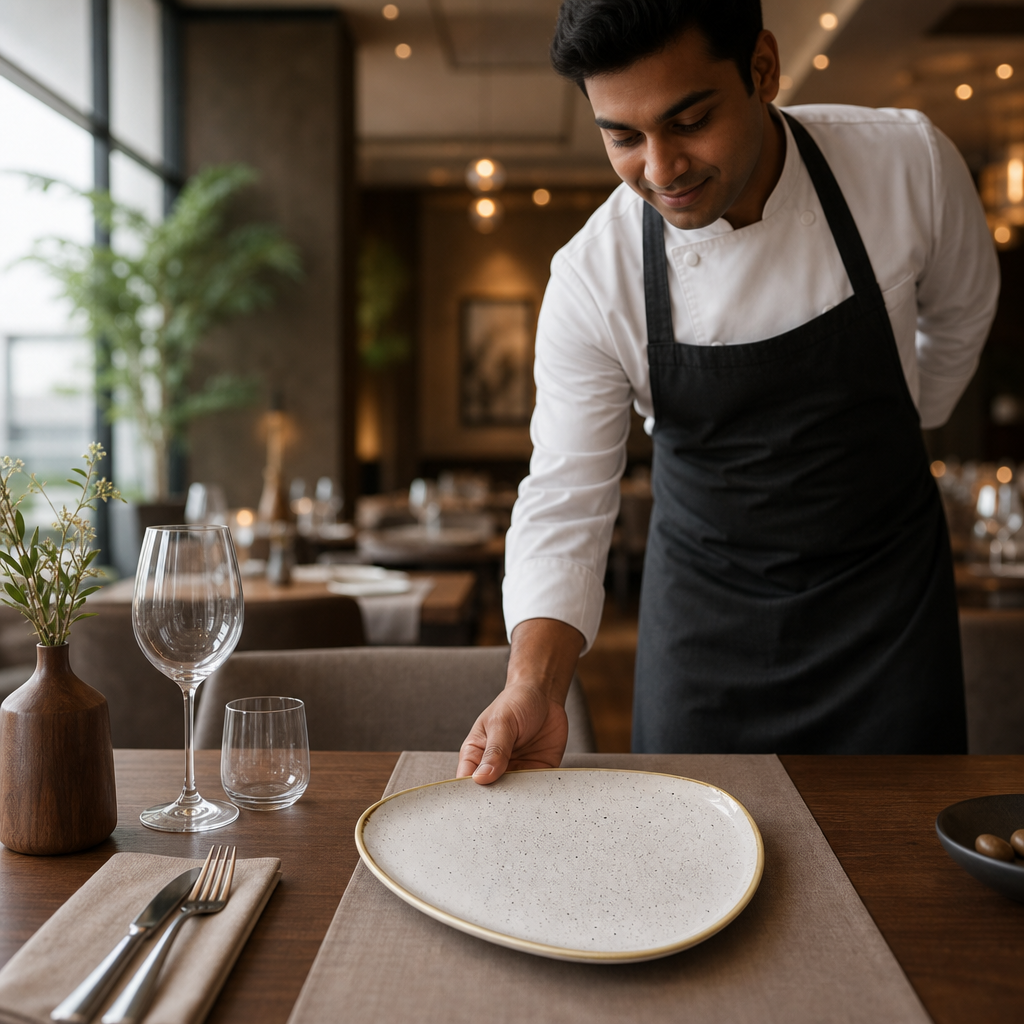 Triangle Walled Chefs Plate 200mm White Vitrified Ceramic for Dining Tables (Pack of 6)