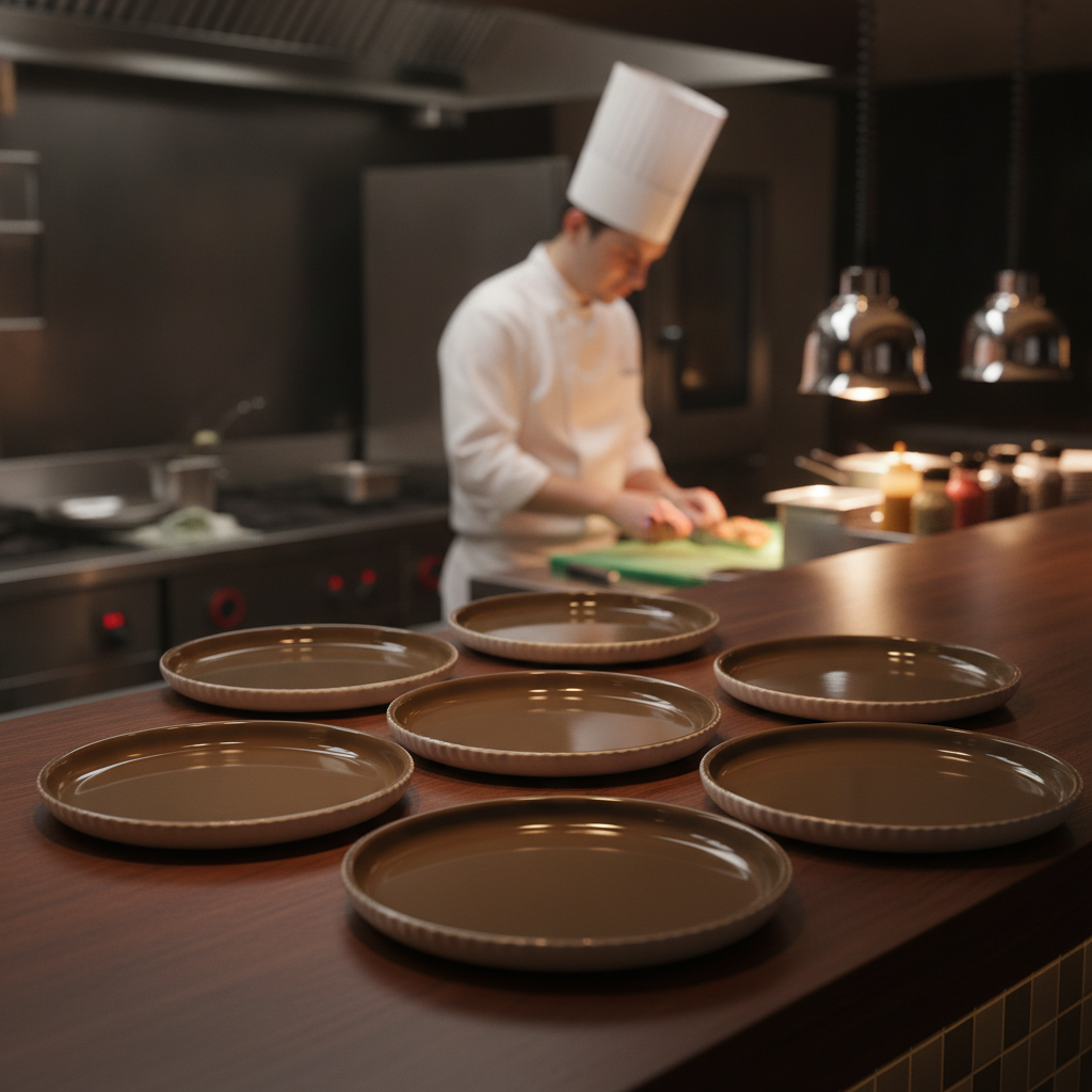 Brown Porcelain Plates 140mm for Catering & Hospitality (Pack of 6)