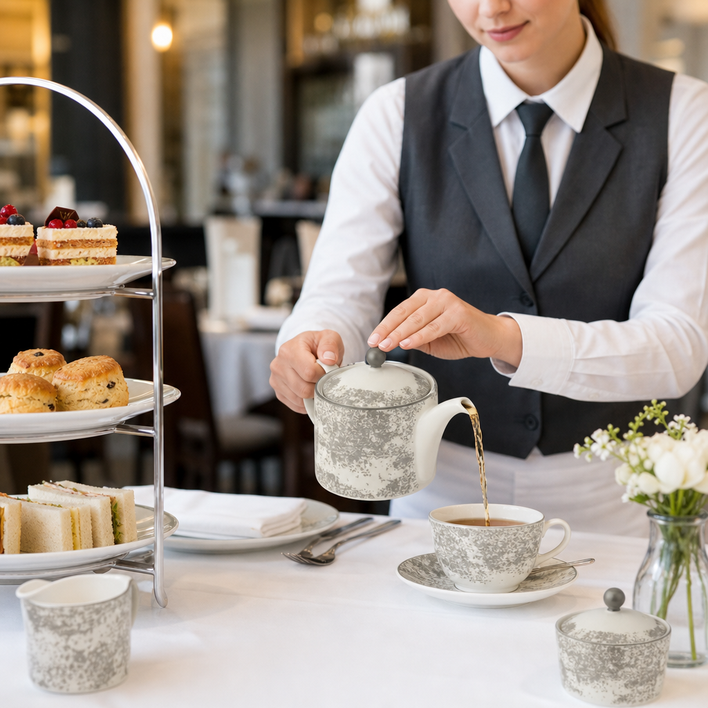 Fine Bone China Grey Teapot 500ml for Afternoon Tea