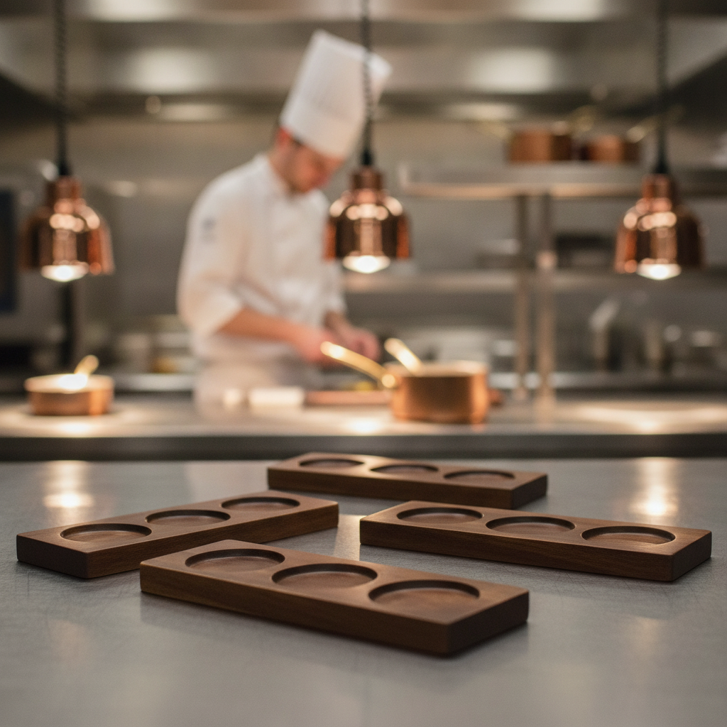 Wood Natural Hardwood Rectangular Deli Boards 270x90mm for Catering (Pack of 4)