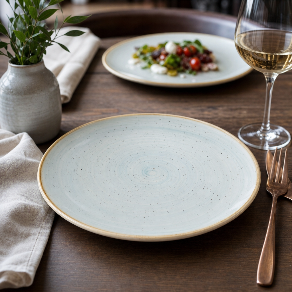 Plates Blue Duck Egg Blue Vitrified Ceramic for Contemporary Dining (Pack of 12)