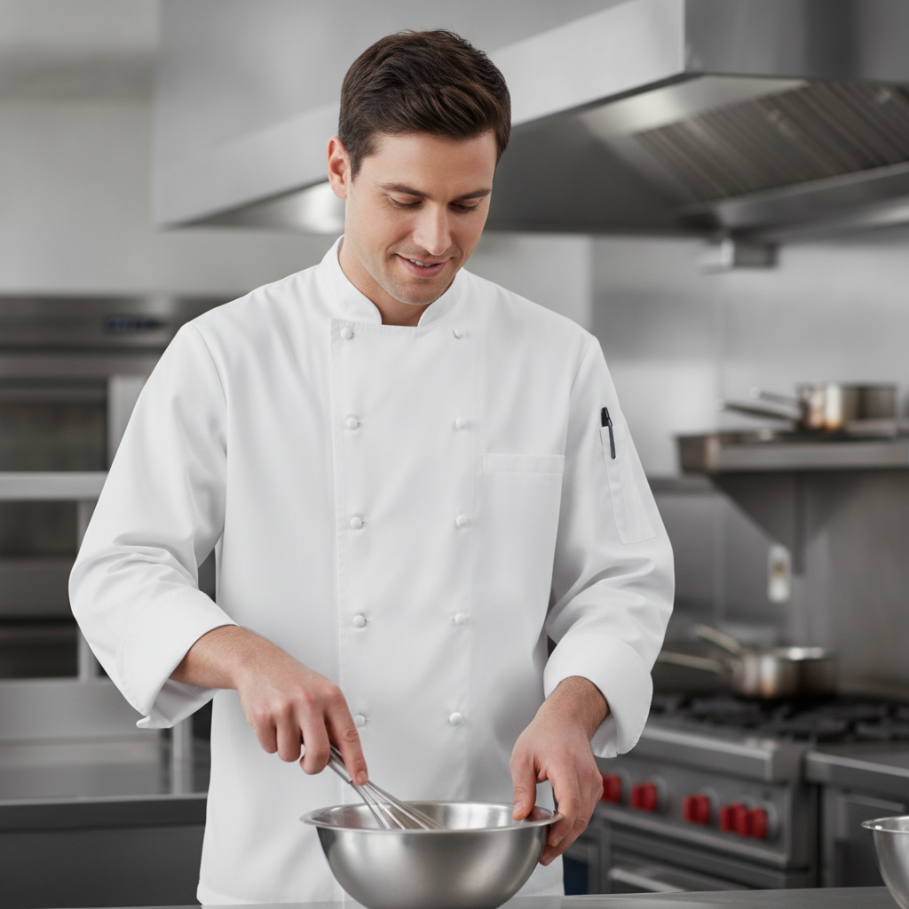 Polycotton White Chef Jacket for Culinary Professionals