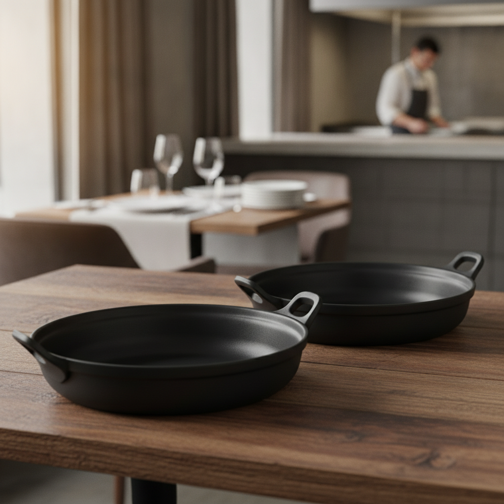 Melamine Paella Bowl Black for Stylish Serving (Pack of 2)