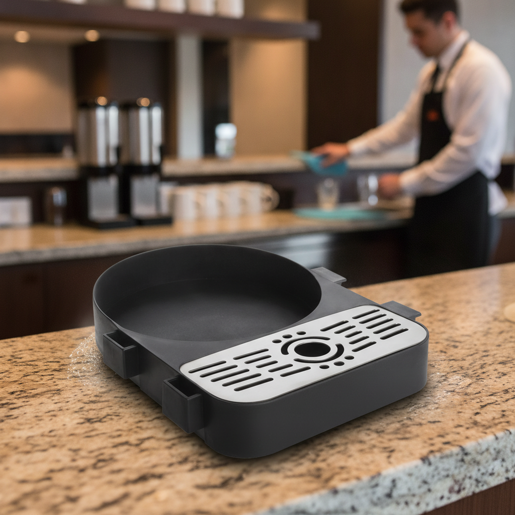 Polypropylene Drip Tray for 5Ltr Airpots in Black & Silver for Beverage Stations