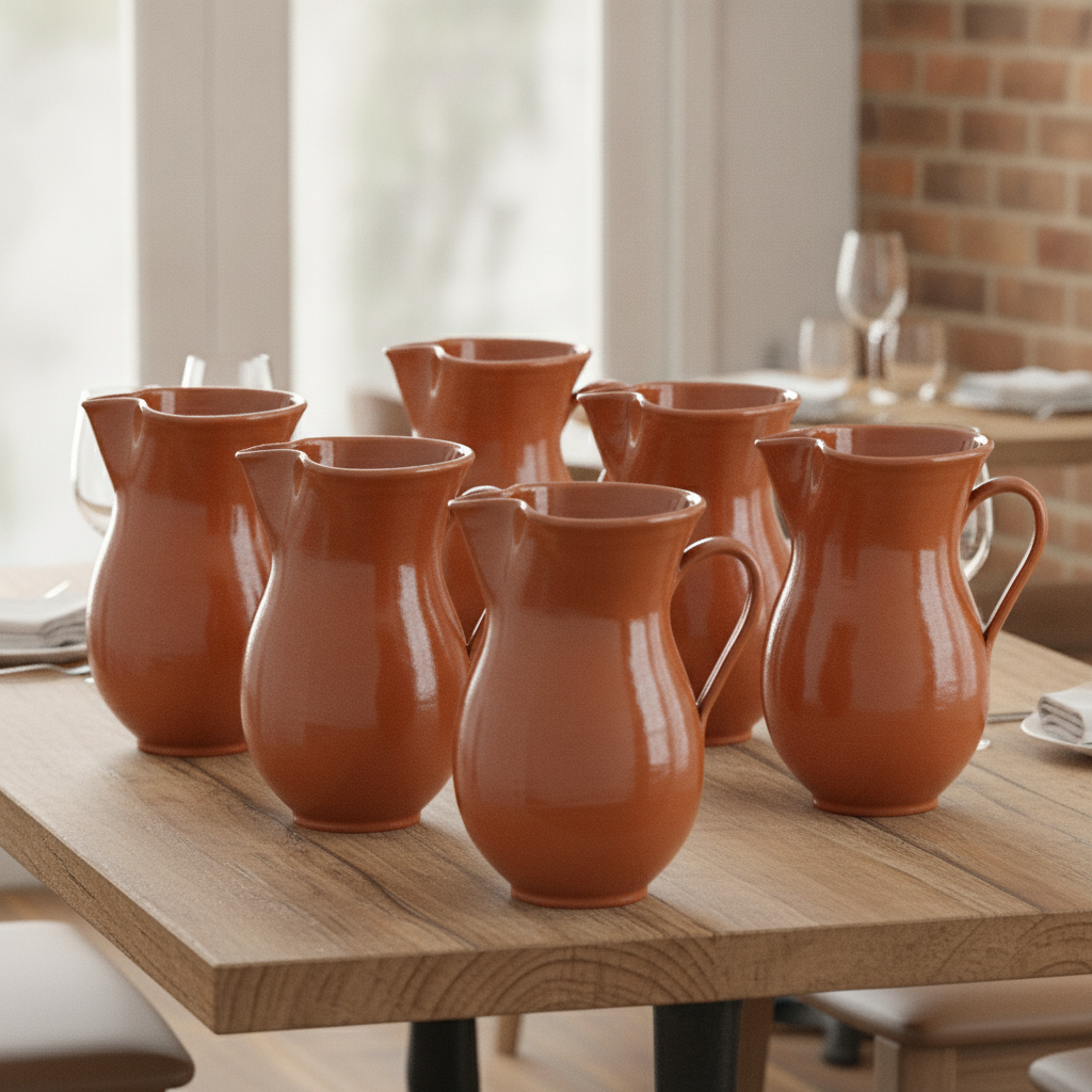 Earthenware Terracotta Jug 1L for Dining & Entertaining (Pack of 6)