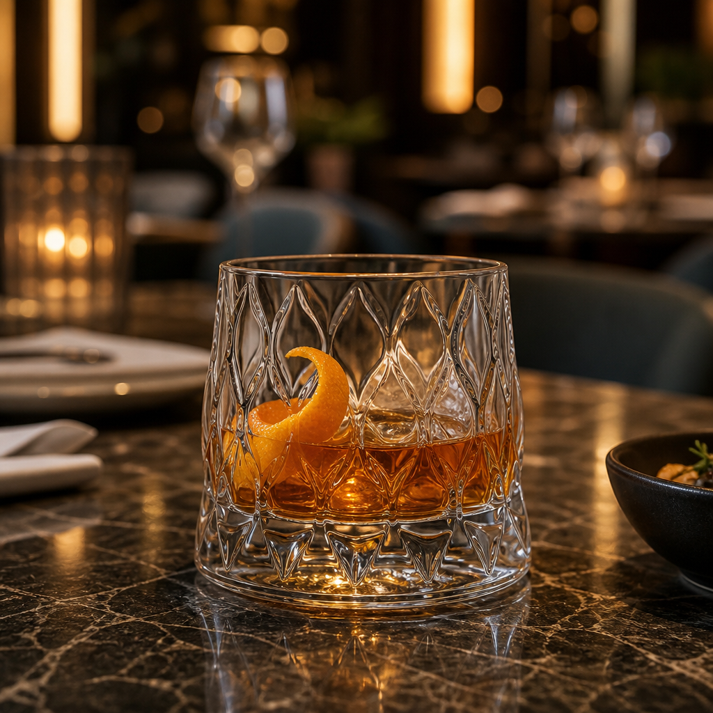 Glass Leafy Old Fashioned Tumblers 320ml for Bars & Restaurants (Pack of 24)