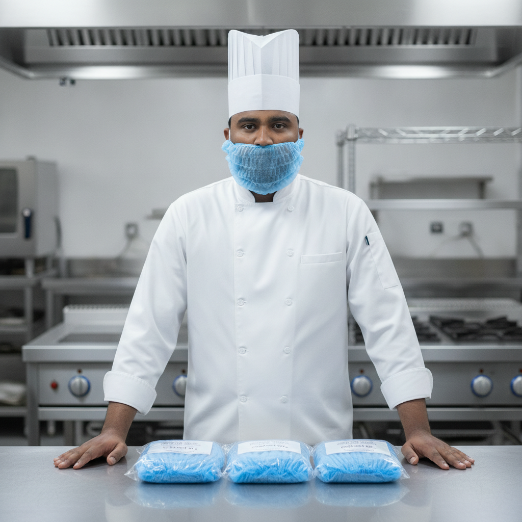 Polypropylene Beard Snoods Blue for Kitchen Hygiene (Pack of 50)