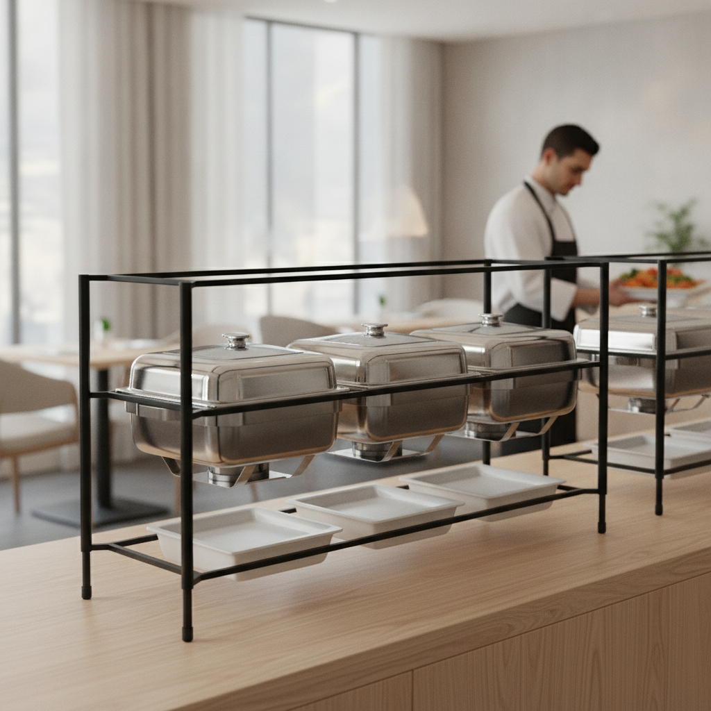 Steel Buffet Stand in Black 285mm for Professional Catering