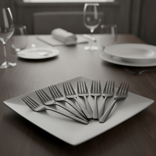 18/0 Stainless Steel Black Cake Forks for Dining (Pack of 12)