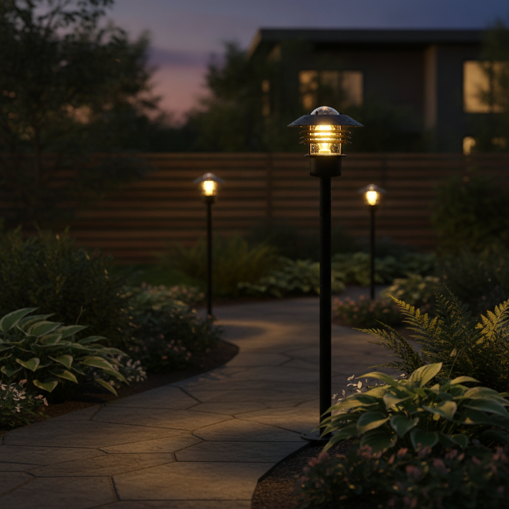 Metal Outdoor Garden Light in Black for Pathway Lighting