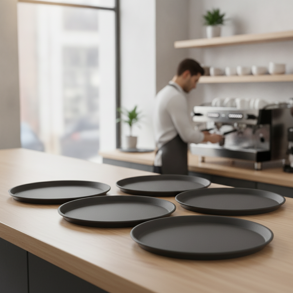 Polypropylene Round Non-Slip Trays 356mm for Bars & Cafés (Pack of 6)