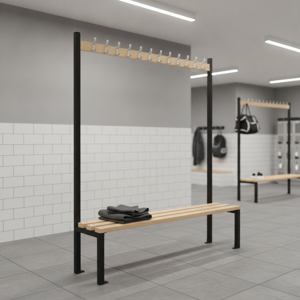 Powder Coated Steel Single-Sided Island Seating for Changing Rooms