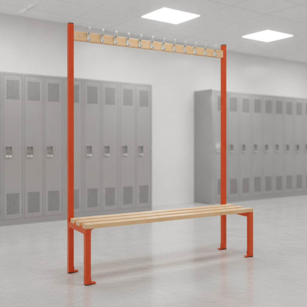 Powder Coated Steel Single-sided Island Seating for Changing Rooms