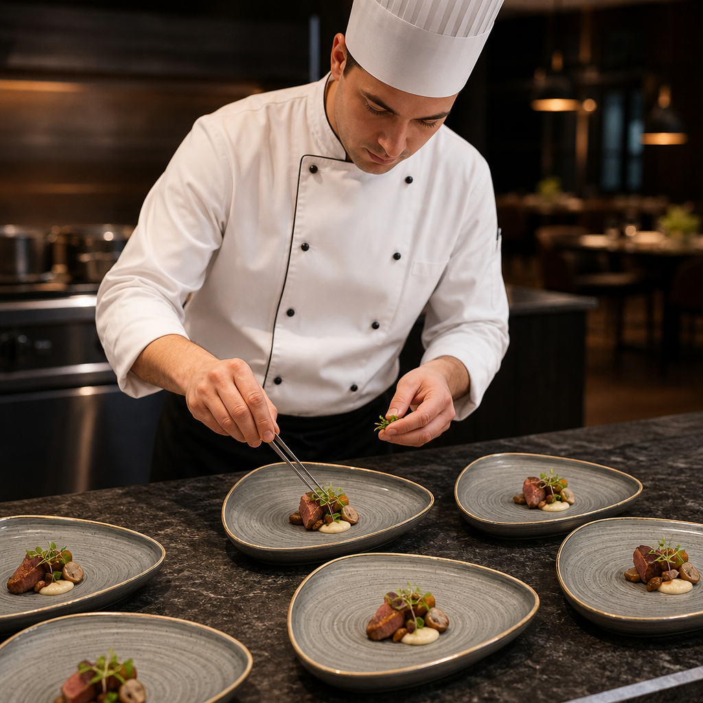 Triangle Walled Chefs Plates 260mm Grey Vitrified Ceramic for Elegant Table Settings (Pack of 6)