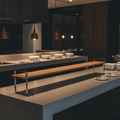 Oak Wood and Stainless Steel Extra Large Presentation Table for Buffets