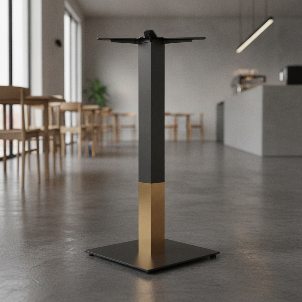 Steel Small Square Mid Height Table Base Black 400x400mm for Indoor Use