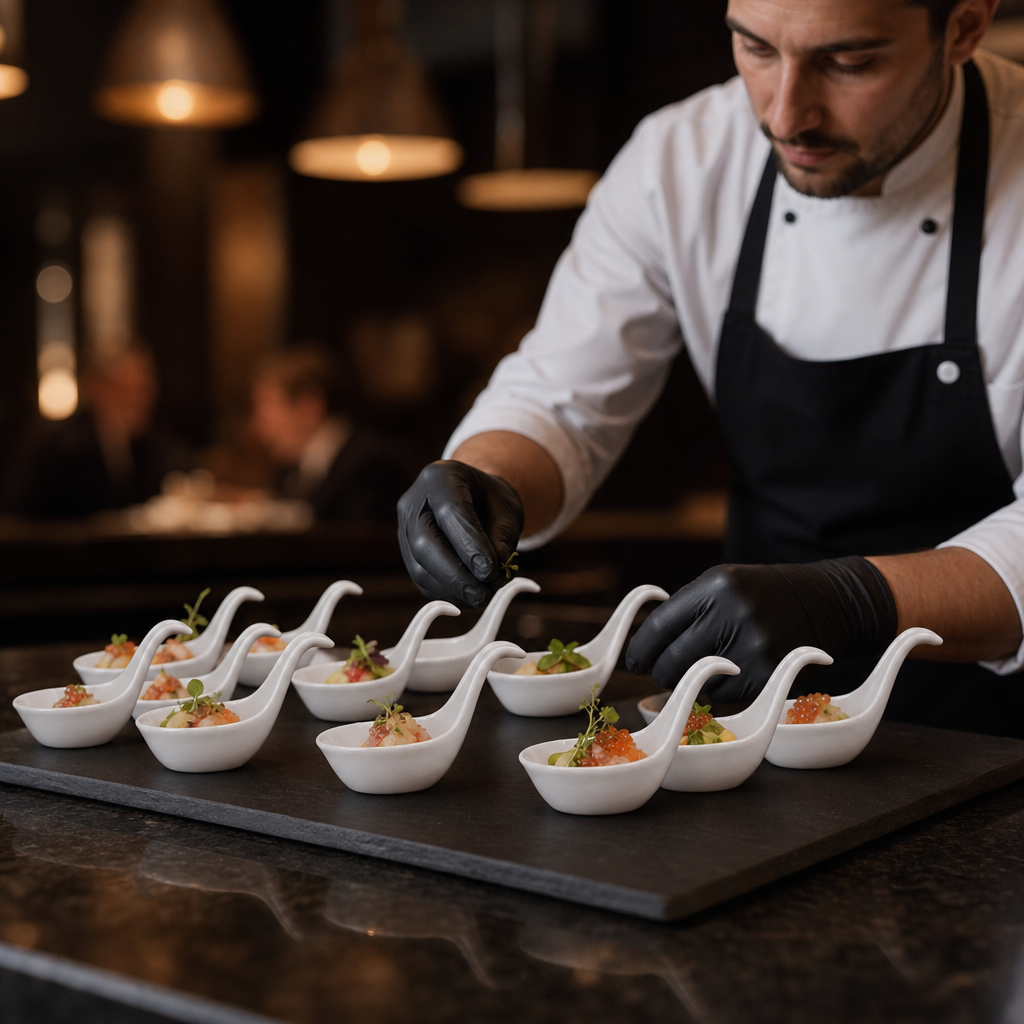 Miniature Spoon Shape Dipping Bowls Porcelain for Serving (Pack of 12)