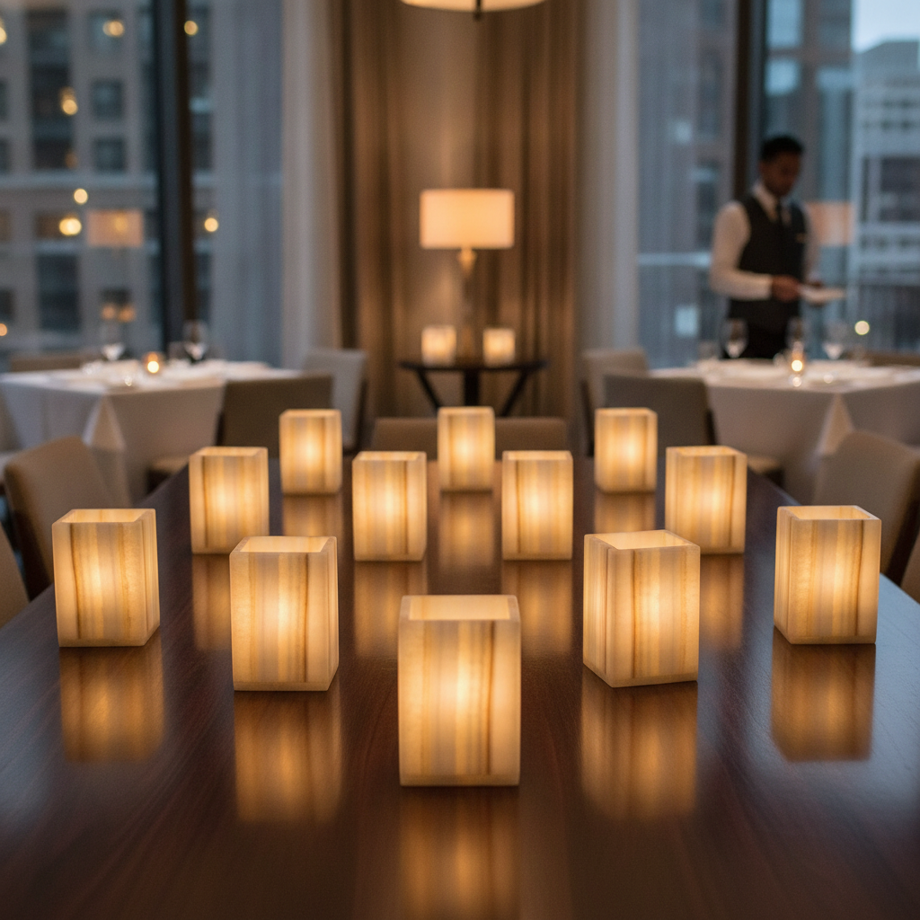 Solid Alabaster Table Lamp 57mm x 86mm for Restaurants & Events (Pack of 12)