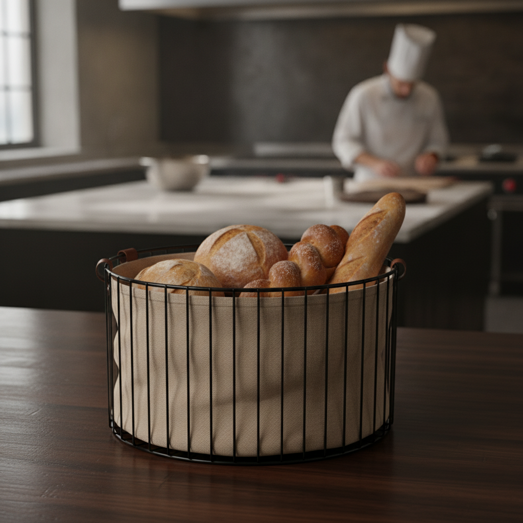 Metal Black Bread Basket 275mm for Stylish Kitchen Displays