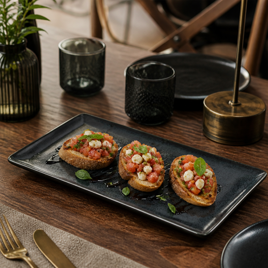 Rectangular Trays Porcelain for Rustic Dining (Pack of 6)