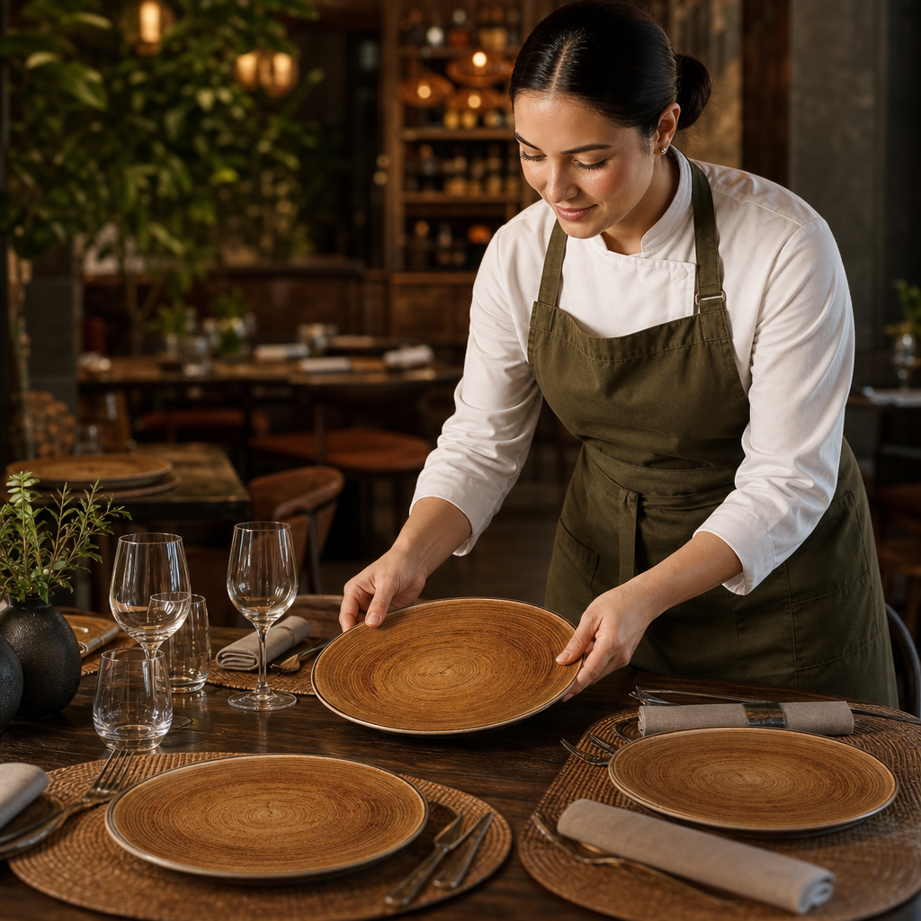 Organic Round Plates Vintage Copper Porcelain for Rustic Dining (Pack of 12)