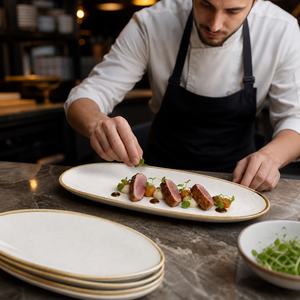 Oblong Plates 300x150mm White Vitrified Ceramic for Hospitality (Pack of 12)