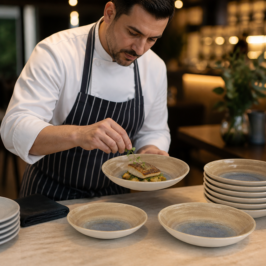 Round Bowl Taupe Vitrified Ceramic for Restaurants (Pack of 12)