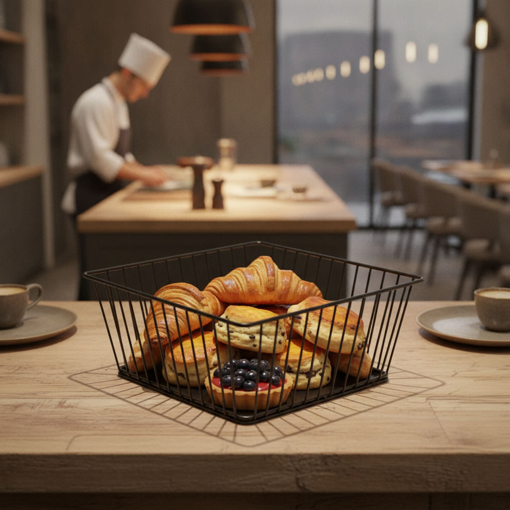 Iron Square Food Display Tray 230mm for Front of House Use