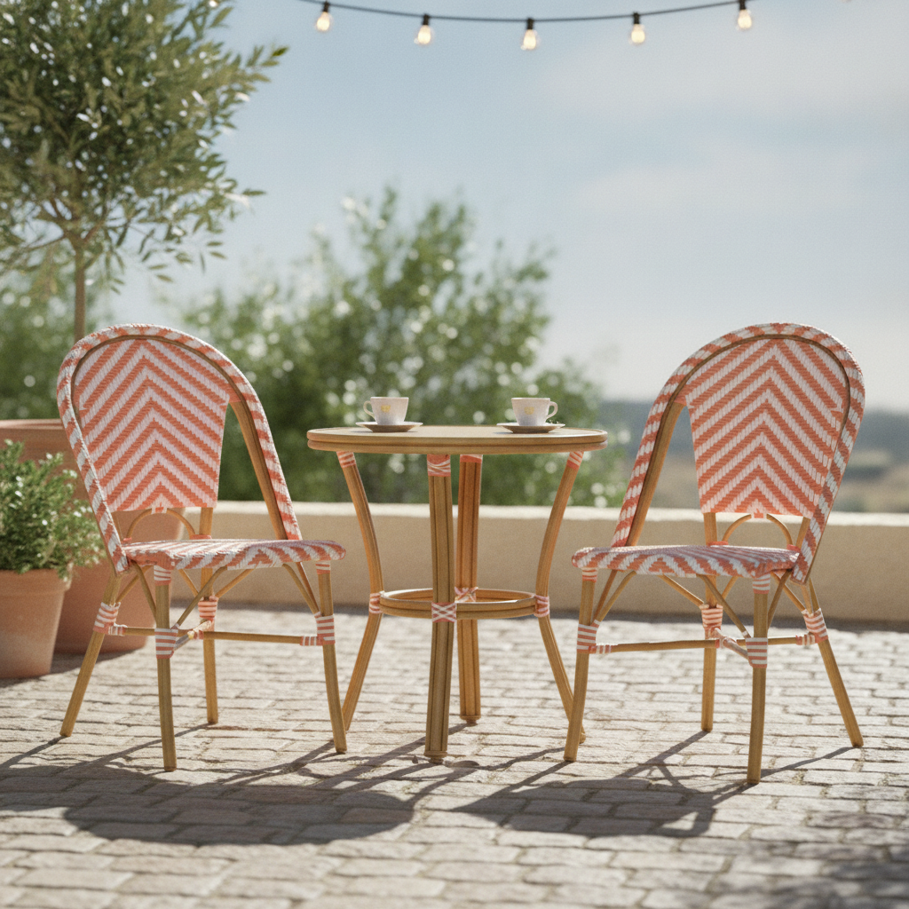 Aluminium & PE Wicker Coral Rattan Side Chairs 890mm for Outdoor Use (Pack of 2)