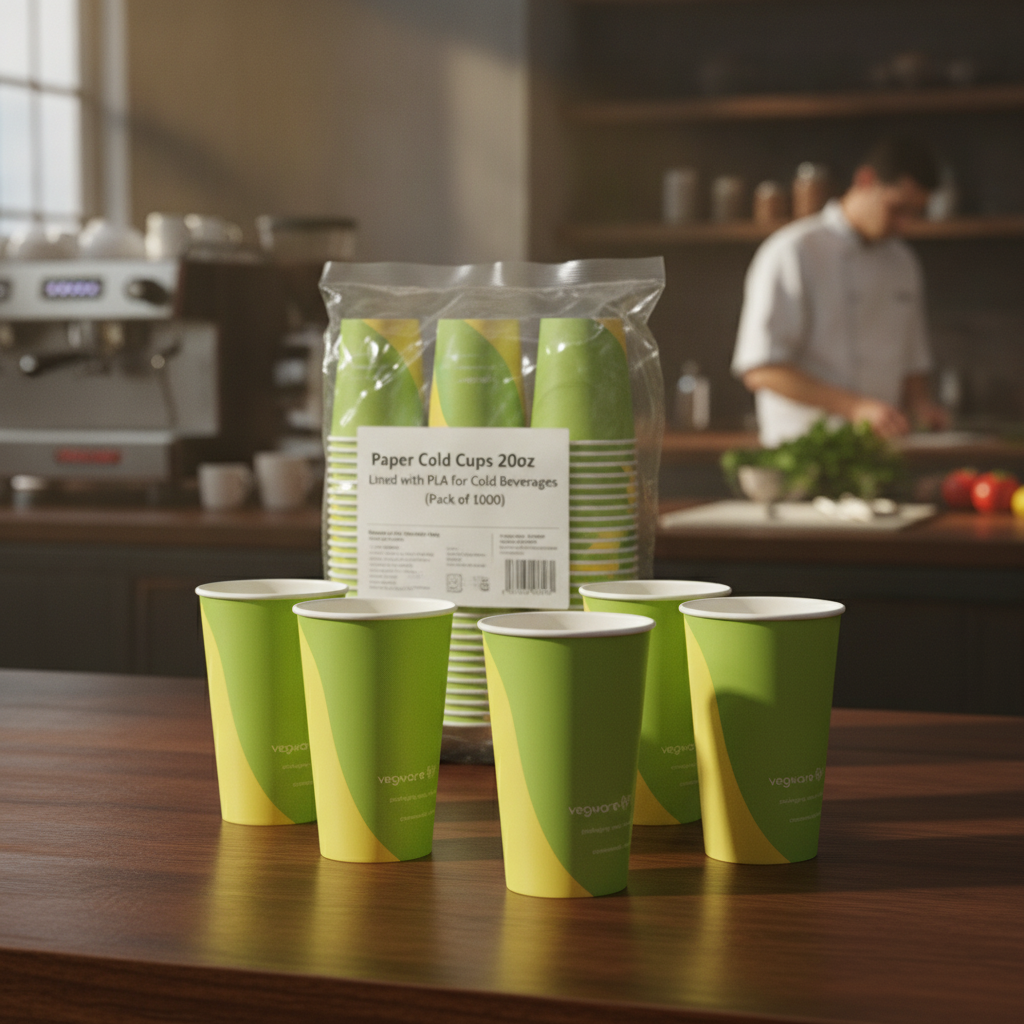 Paper Cold Cups 20oz Lined with PLA for Cold Beverages (Pack of 1000)