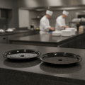 Melamine Black Bowl with Drip Tray Insert 255mm for Food Presentation (Pack of 2)