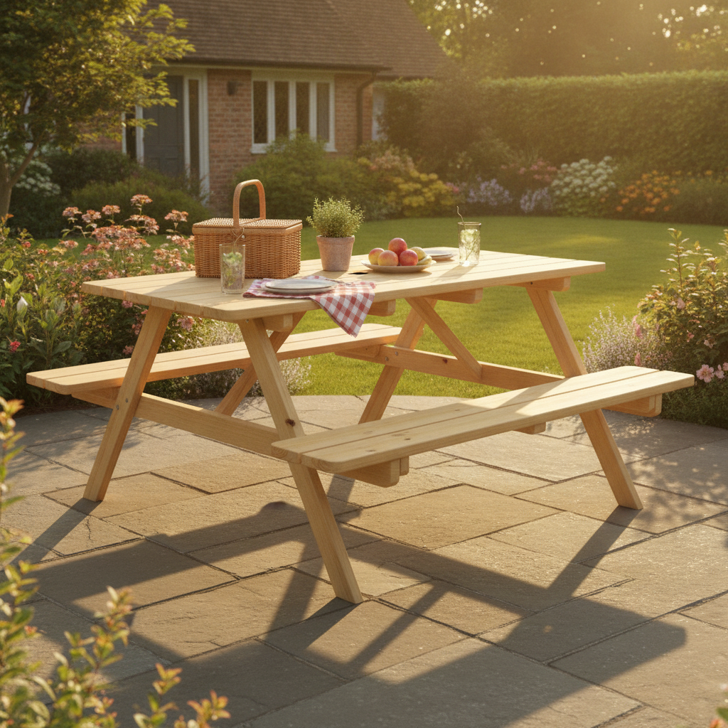 Wooden Picnic Table & Bench Set 5ft for Outdoor Spaces