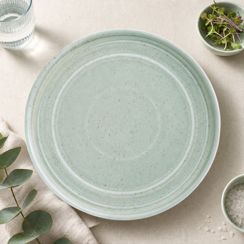 Cavolo Flat Round Plates in Spring Green for Healthy Dining - Pack of 6