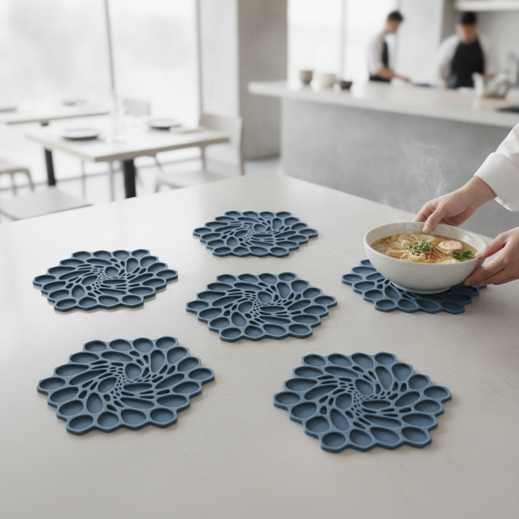 Silicone Blue Trivet 178mm for Dining Tables (Pack of 6)