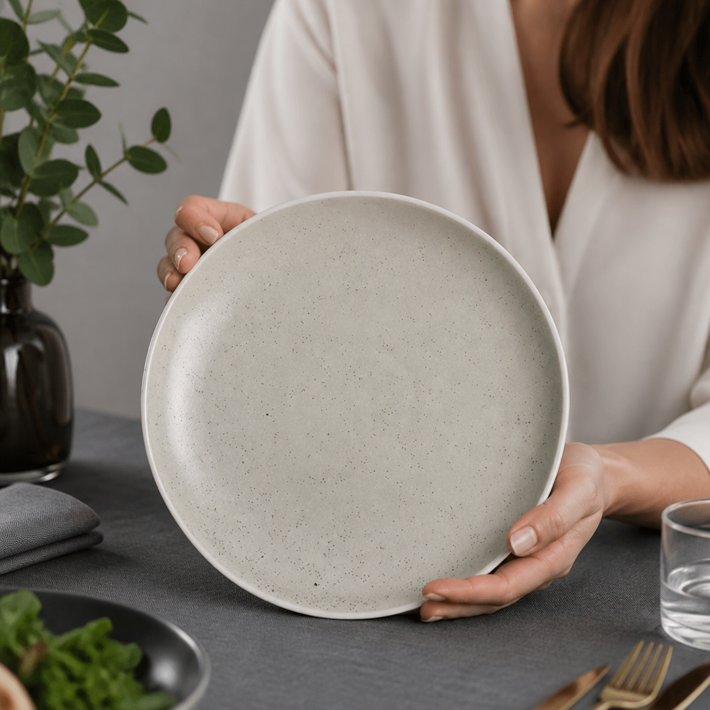Artisan Sandstone Porcelain Plates 205mm for Elegant Dining