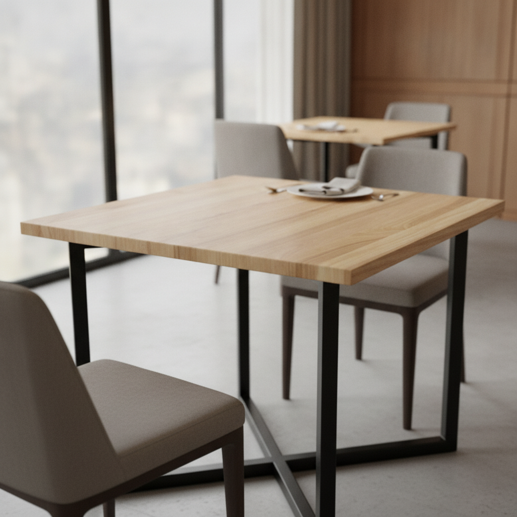 Rubber Wood Rectangular Table Top 1100x700mm for Dining Areas