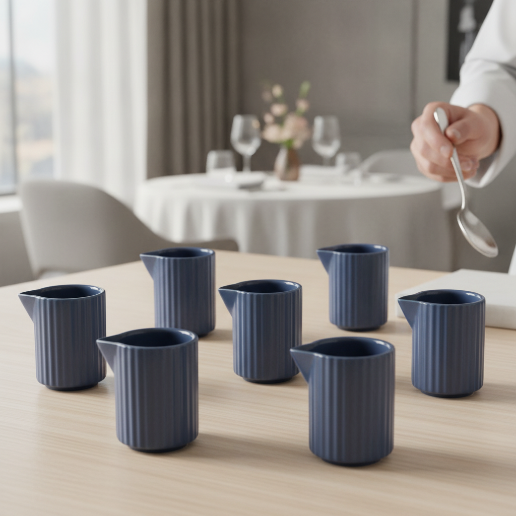 Porcelain Jug 40ml in Blue for Table Service (Pack of 6)