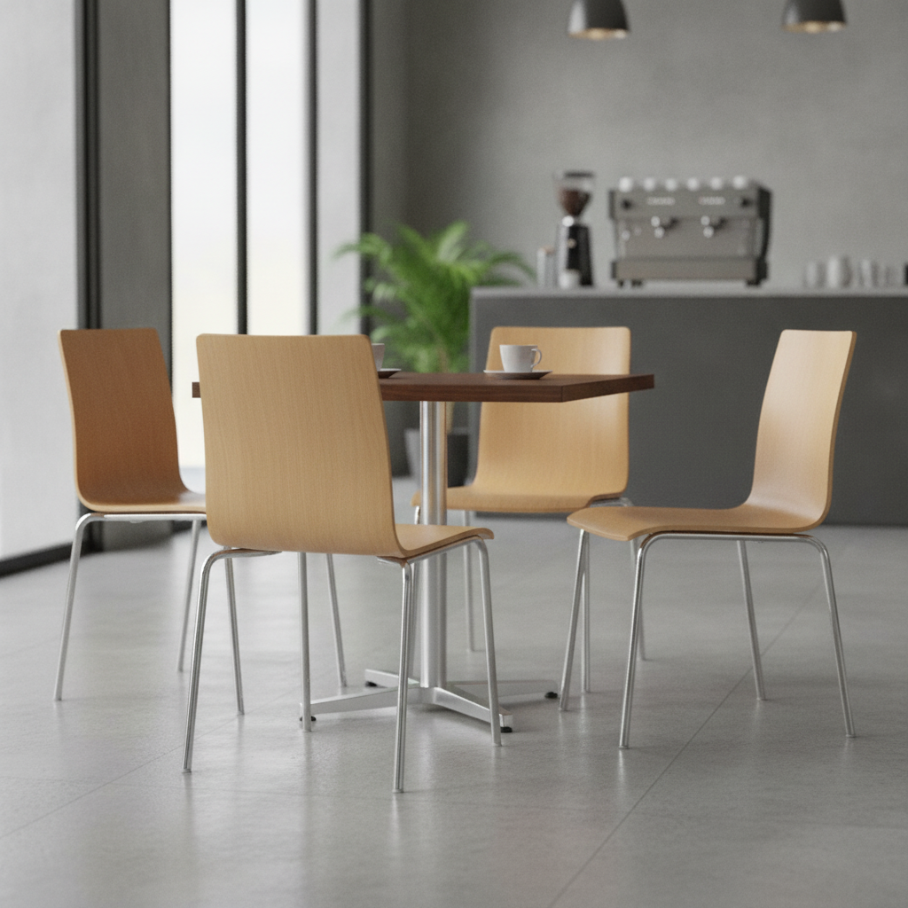Beech Veneer Square Back Side Chairs for Cafés & Bistros (Pack of 4)