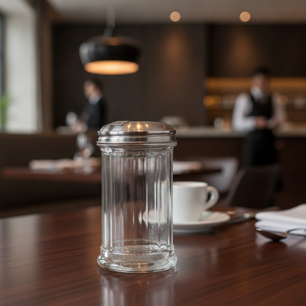 Stainless Steel and Glass Sugar Pourer 340ml for Self-Service