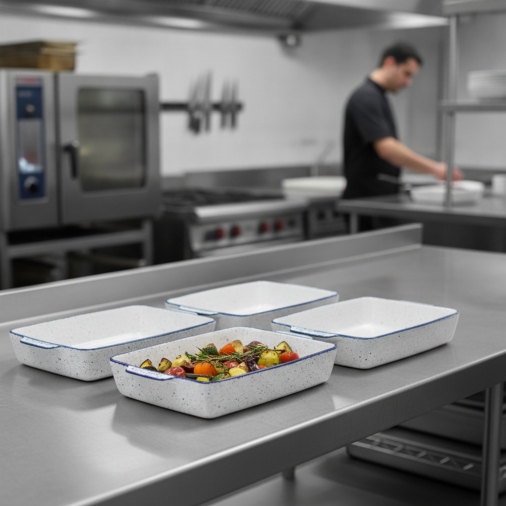 Super Vitrified Ceramic Rectangular Baking Dishes 3.5L for Commercial Use (Pack of 4)
