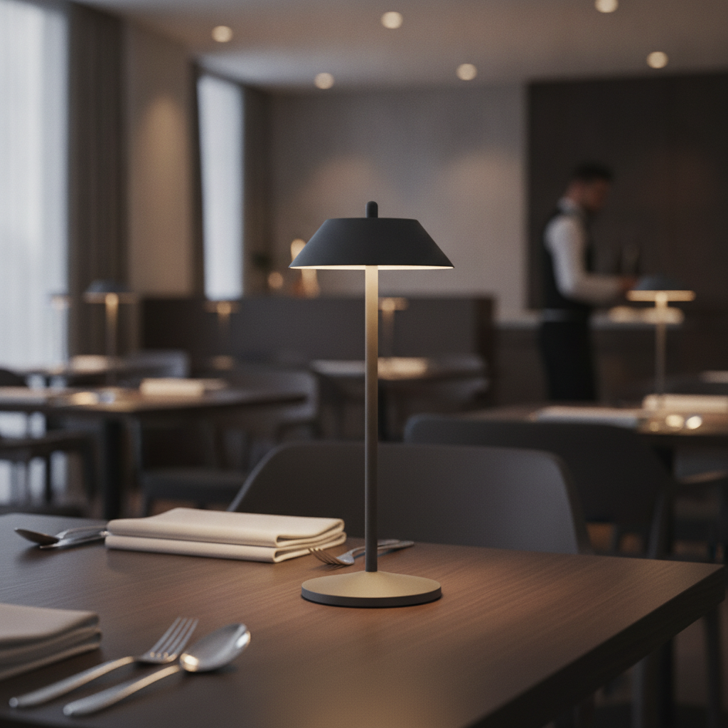 Metal LED Rechargeable Table Lamp 300mm for Restaurant Settings
